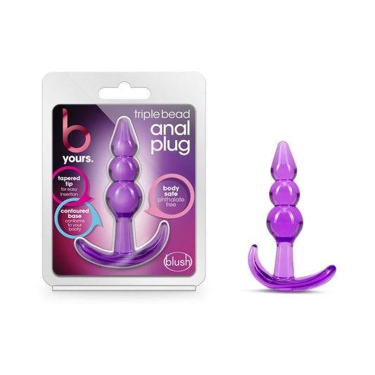 Blush B Yours Triple Bead Anal Plug Purple 