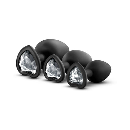 Blush Luxe 3-Piece Bling Plug Training Kit with White Gem Base Black3