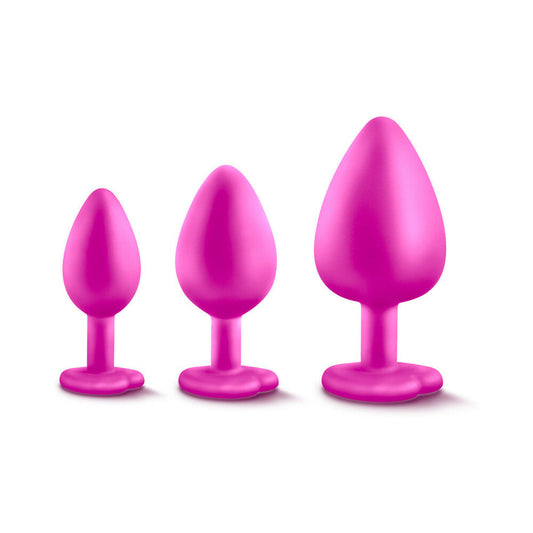 Blush Luxe 3-Piece Bling Plug Training Kit with White Gem Base Pink 1