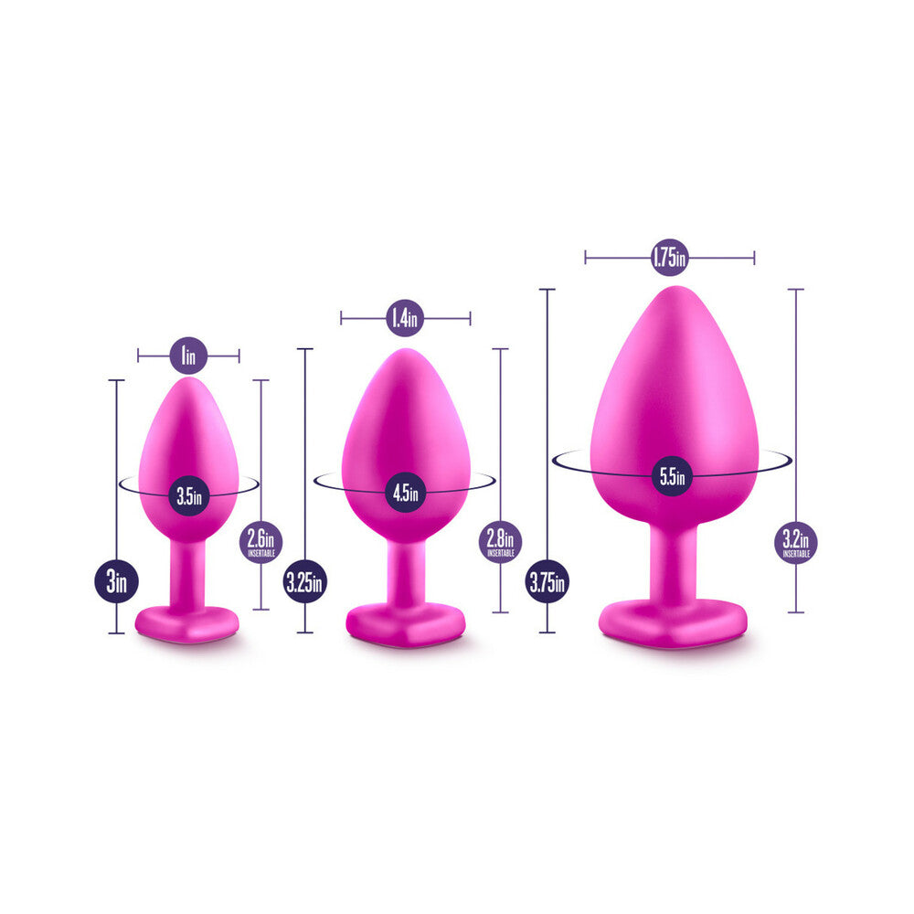 Blush Luxe 3-Piece Bling Plug Training Kit with White Gem Base Pink 6