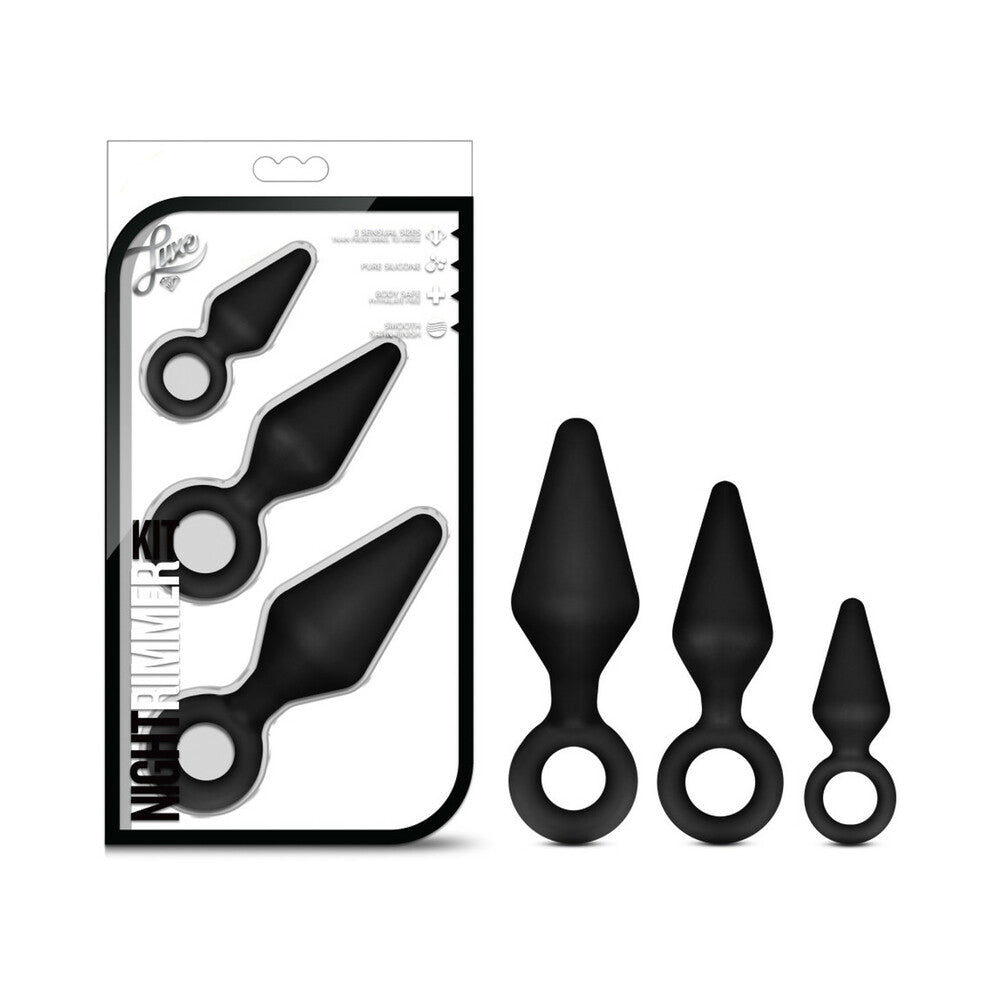 Blush Luxe Night Rimmer 3-Piece Silicone Anal Plug Kit Black 