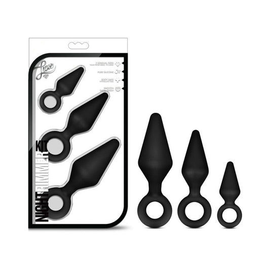 Blush Luxe Night Rimmer 3-Piece Silicone Anal Plug Kit Black 
