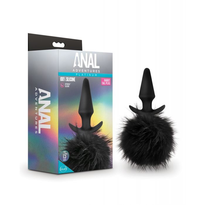 Blush Novalties Anal Adventures Platinum Rabbit Tail Plug - Black 