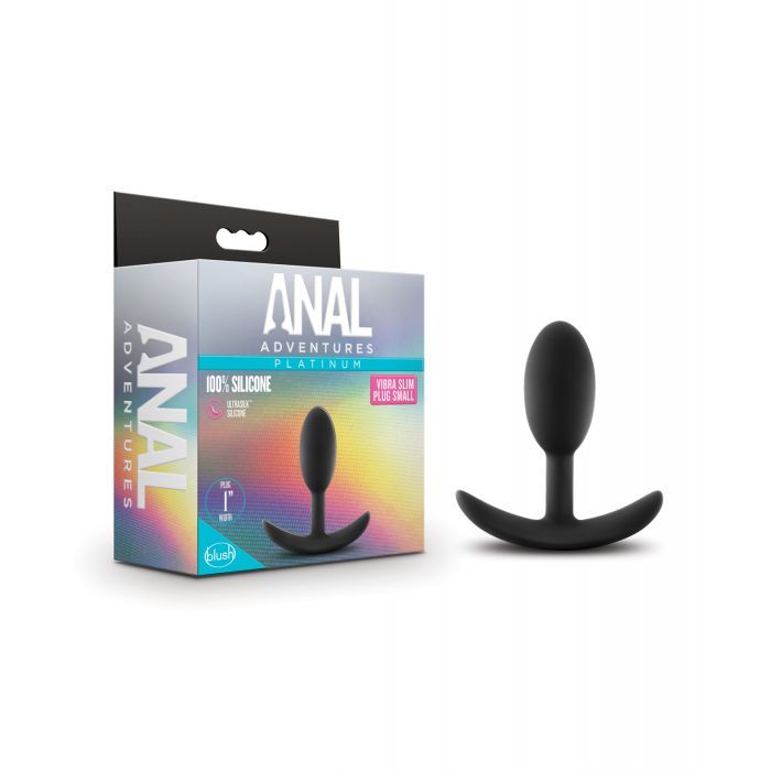 Blush Novalties Anal Adventures Platinum Silicone Vibra Slim Plug Small - Black 