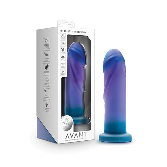 Blush Novalties Avant Midnight Rendezvous Silicone Dildo - Ocean Blue 