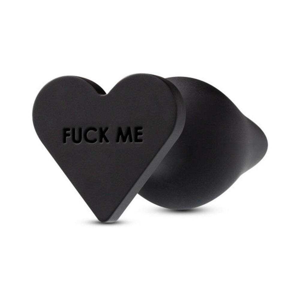 Blush Temptasia 'Fuck Me' Silicone Anal Plug with Heart-Shaped Base Black2