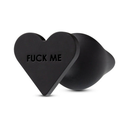 Blush Temptasia 'Fuck Me' Silicone Anal Plug with Heart-Shaped Base Black2
