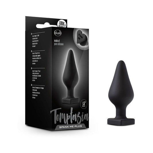 Blush Temptasia 'Spank Me' Silicone Anal Plug with Heart-Shaped Base Black 