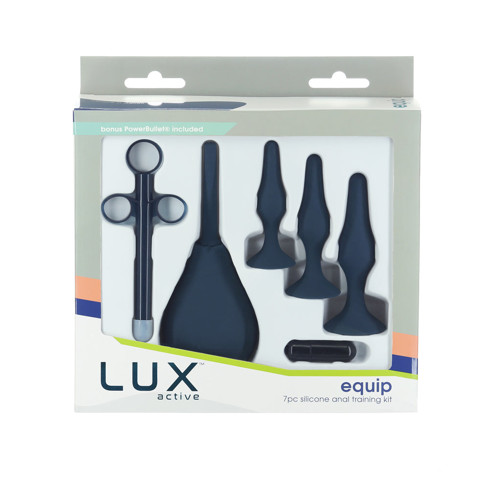 BMS Lux Active Equip 7-Piece Anal Plug Training Kit Silicone Black 