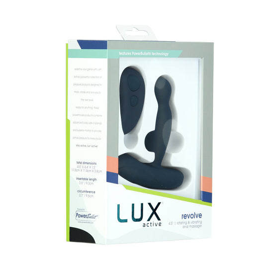 BMS Lux Active Revolve 4.5 in. Rotating And Vibrating Silicone Massager Black 1