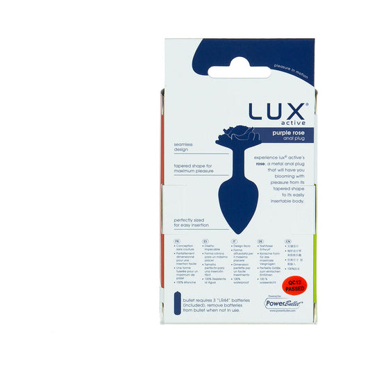 BMS Lux Active Rose Metal Butt Plug 3 in. Purple 1