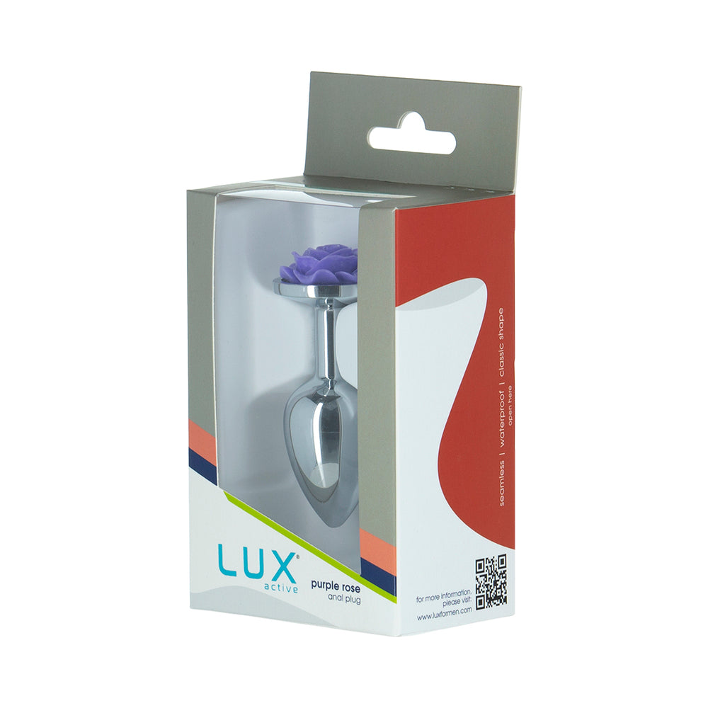 BMS Lux Active Rose Metal Butt Plug 3 in. Purple 2