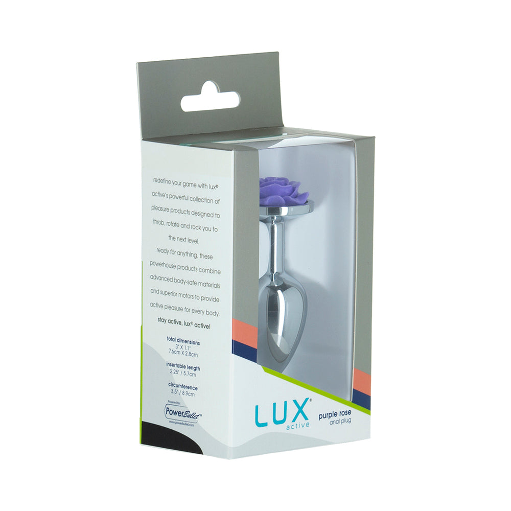 BMS Lux Active Rose Metal Butt Plug 3 in. Purple 4