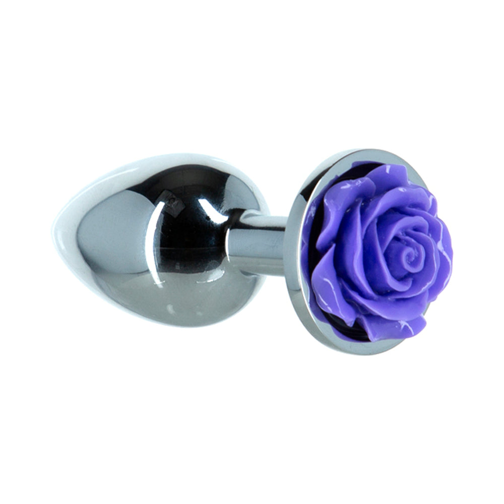 BMS Lux Active Rose Metal Butt Plug 3 in. Purple 5