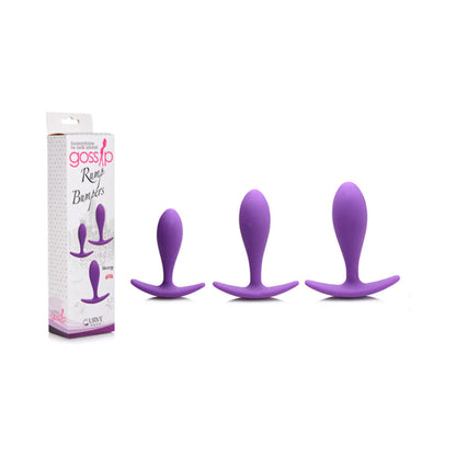 Curve Novelties Gossip Rump Bumpers 3-Piece Silicone Anal Plug Training Set Violet 