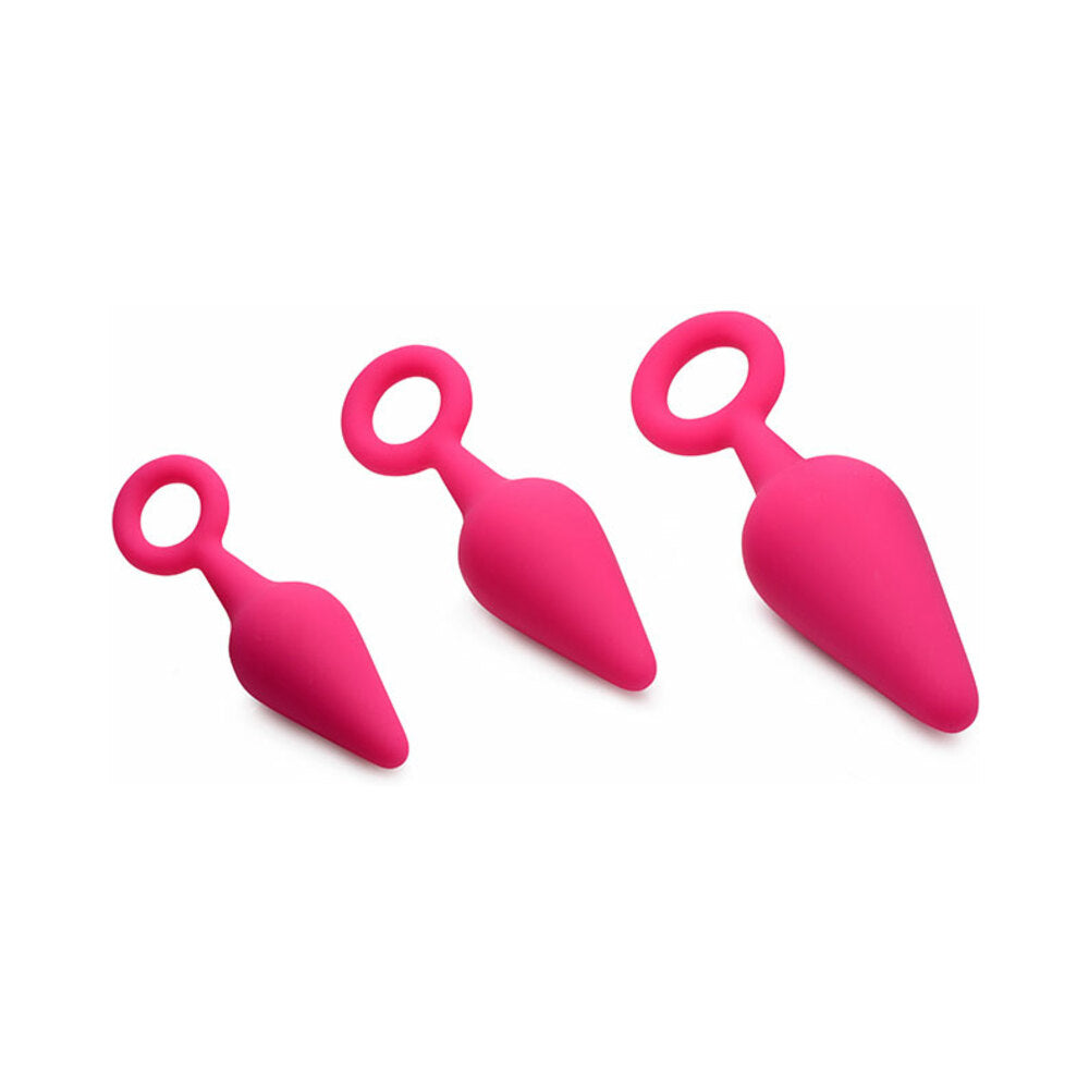 Curve Novelties Gossip Rump Ringers 3-Piece Silicone Anal Plug Training Set Magenta3