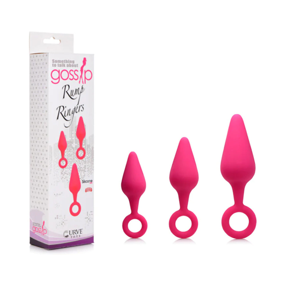 Curve Novelties Gossip Rump Ringers 3-Piece Silicone Anal Plug Training Set Magenta 
