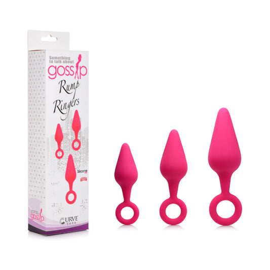 Curve Novelties Gossip Rump Ringers 3-Piece Silicone Anal Plug Training Set Magenta 