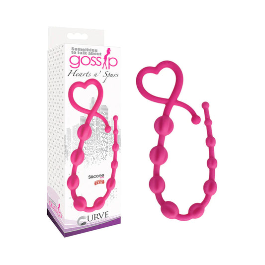 Curve Novelties Toys Gossip Hearts N Spurs Silicone Ridged Anal Beads Magenta 