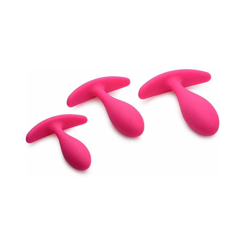Curve Novelties Toys Gossip Rump Bumpers 3-Piece Silicone Anal Training Set Magenta3