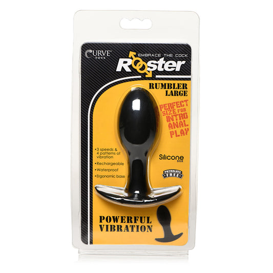 Curve Novelties Toys Rooster Rumbler Vibrating Silicone Anal Plug Black1