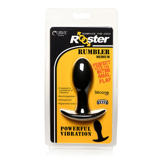 Curve Novelties Toys Rooster Rumbler Vibrating Silicone Anal Plug Black 
