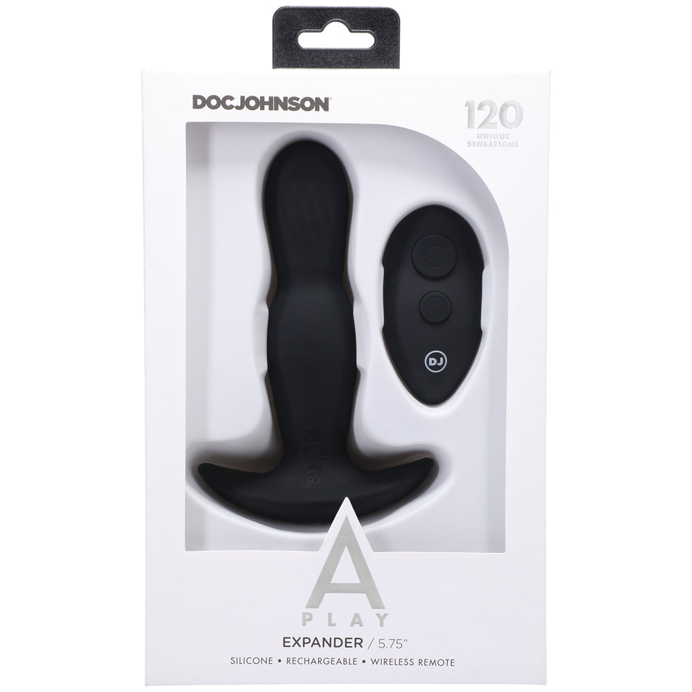 Doc Johnson A-Play EXPANDER Rechargeable Silicone Anal Plug with Remote Black 