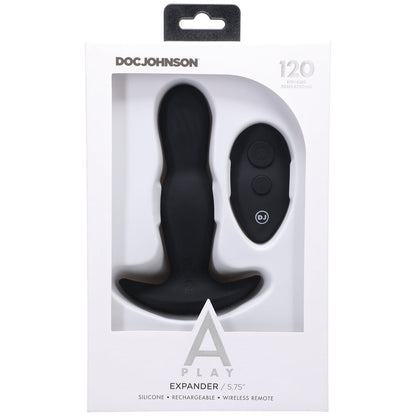 Doc Johnson A-Play EXPANDER Rechargeable Silicone Anal Plug with Remote Black 