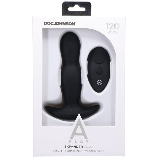 Doc Johnson A-Play EXPANDER Rechargeable Silicone Anal Plug with Remote Black 