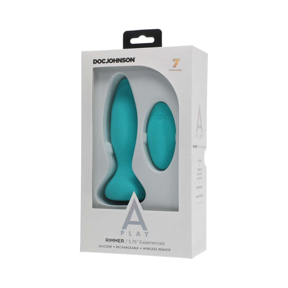 Doc Johnson A-Play Rimmer Experienced Rechargeable Silicone Anal Plug with Remote Teal5
