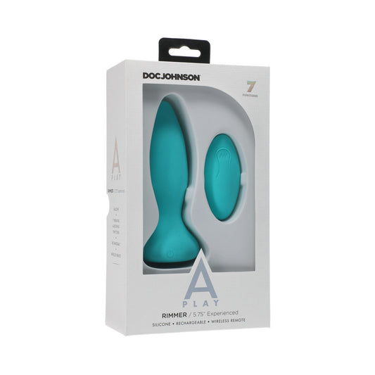Doc Johnson A-Play Rimmer Experienced Rechargeable Silicone Anal Plug with Remote Teal 