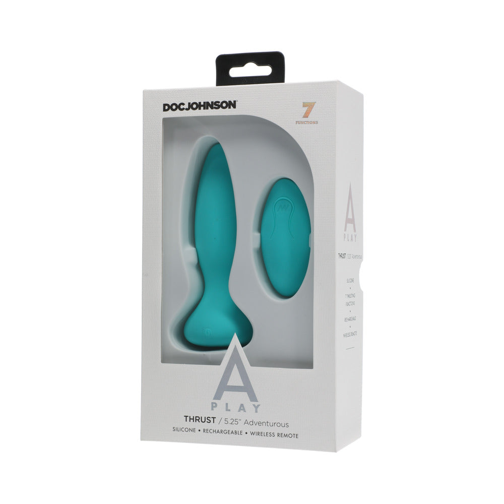 Doc Johnson A-Play Thrust Adventurous Rechargeable Silicone Anal Plug with Remote Teal6