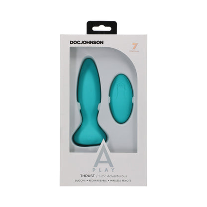 Doc Johnson A-Play Thrust Adventurous Rechargeable Silicone Anal Plug with Remote Teal7