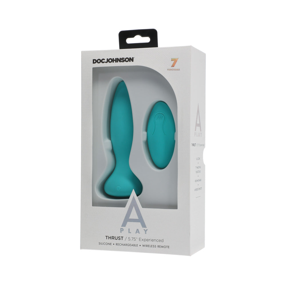Doc Johnson A-Play Thrust Experienced Rechargeable Silicone Anal Plug with Remote Teal6