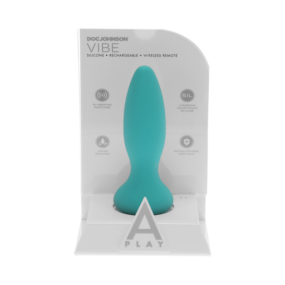 Doc Johnson A-Play Vibe Experienced Rechargeable Silicone Anal Plug with Remote Teal4