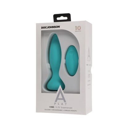 Doc Johnson A-Play Vibe Experienced Rechargeable Silicone Anal Plug with Remote Teal5