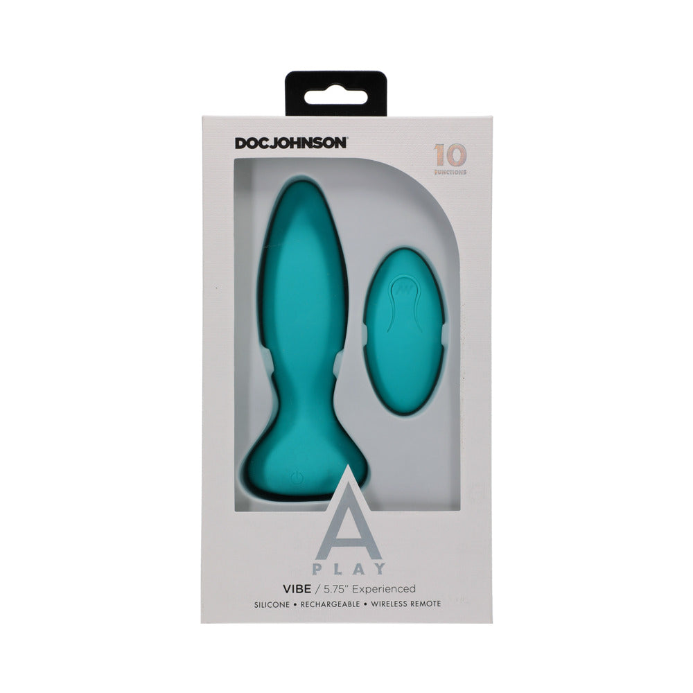 Doc Johnson A-Play Vibe Experienced Rechargeable Silicone Anal Plug with Remote Teal6