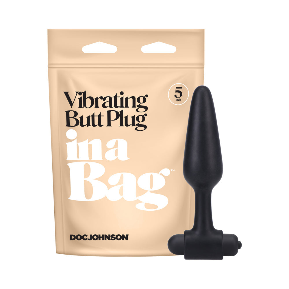 Doc Johnson In A Bag Vibrating Butt Plug 5 in. Black 