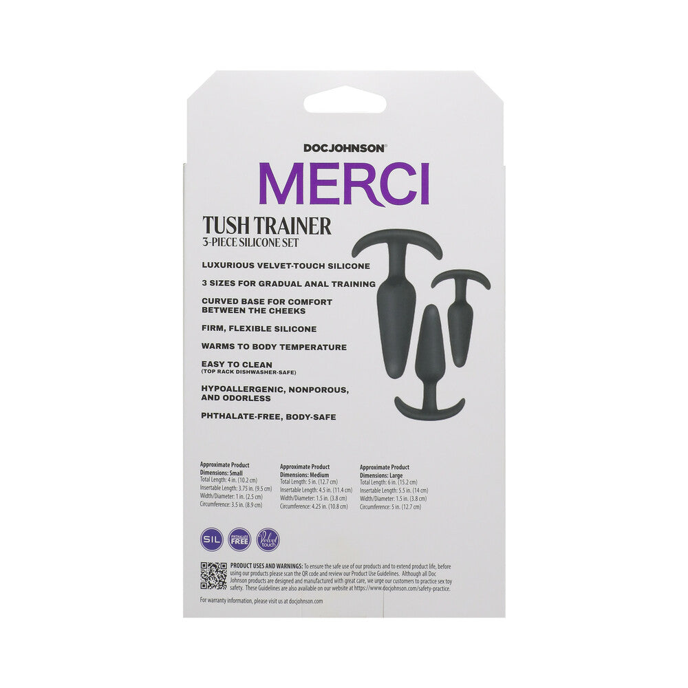 Doc Johnson Merci Tush Trainer 3-Piece Silicone Plug Set Black 3