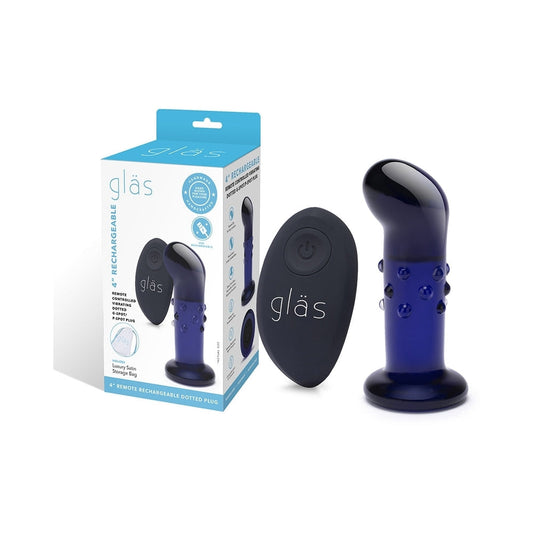 Electric Eel Glas 4 in. Rechargeable Remote-Controlled Vibrating Dotted G-Spot/P-Spot Plug 