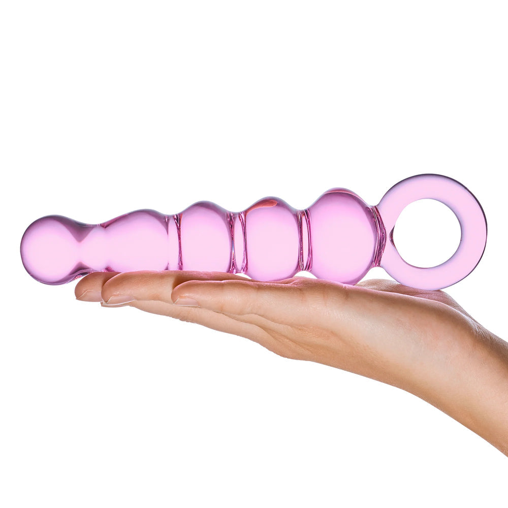 Electric Eel Glas 7.5 in. Quintessence Beaded Anal Slider Glass Dildo with Ring Handle4