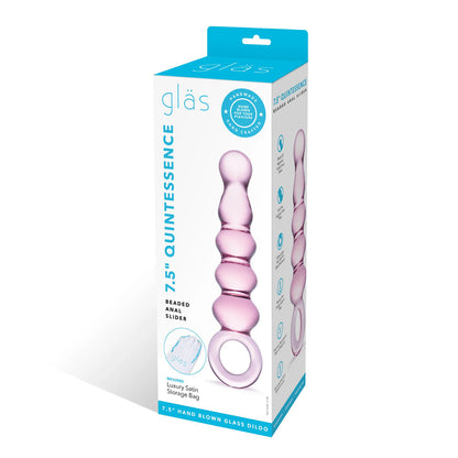 Electric Eel Glas 7.5 in. Quintessence Beaded Anal Slider Glass Dildo with Ring Handle7