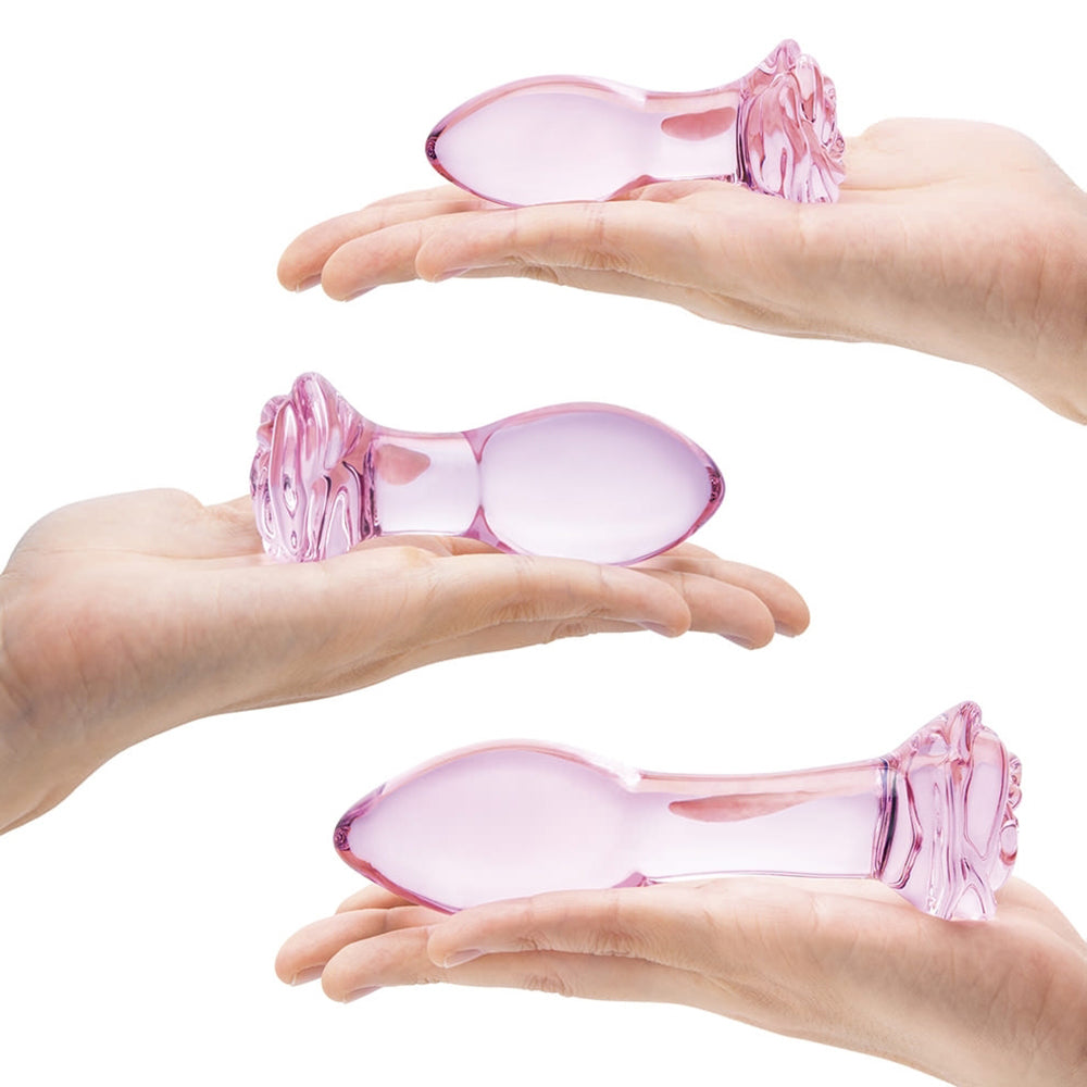 Electric Eel Glas Rosebud 3-Piece Glass Anal Plug Set4