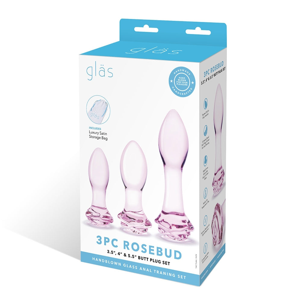 Electric Eel Glas Rosebud 3-Piece Glass Anal Plug Set7