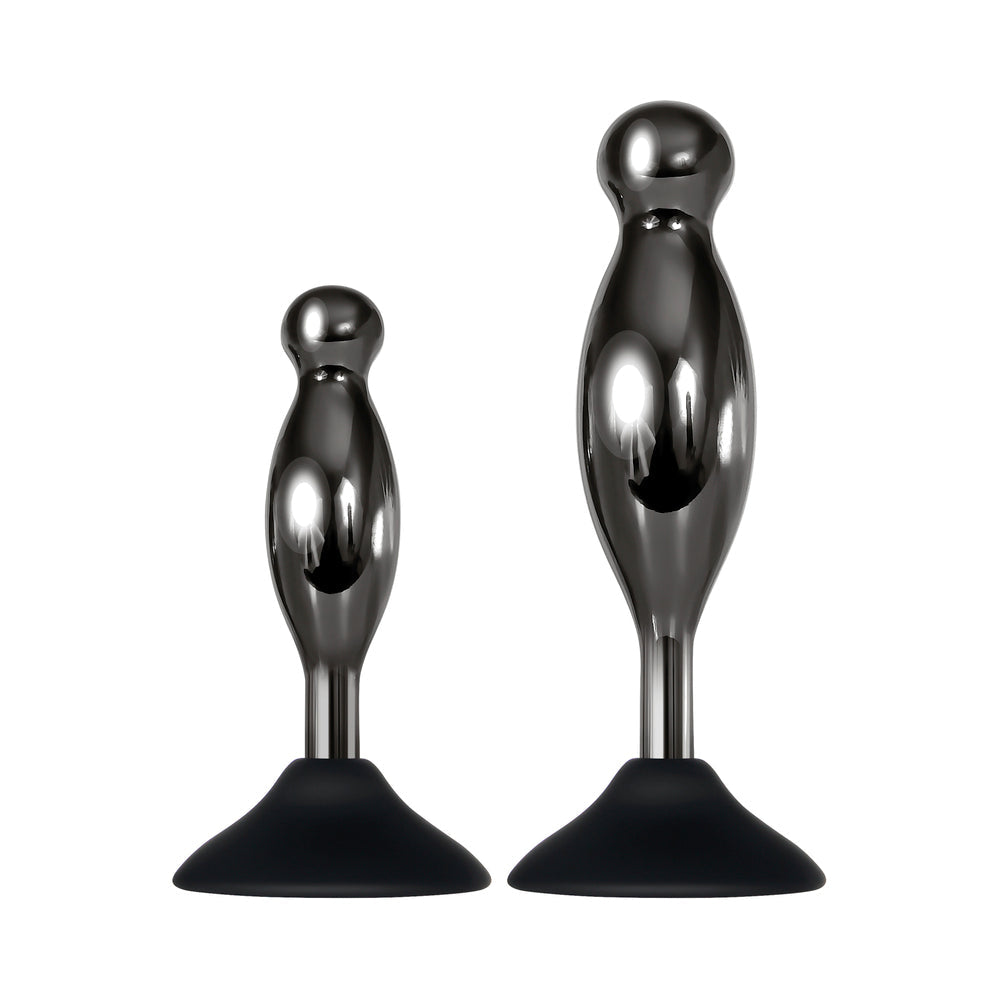Evolved Joy Sticks 2-Piece Metal Anal Plug With Suction Cup Base Set Black3