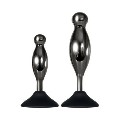 Evolved Joy Sticks 2-Piece Metal Anal Plug With Suction Cup Base Set Black3