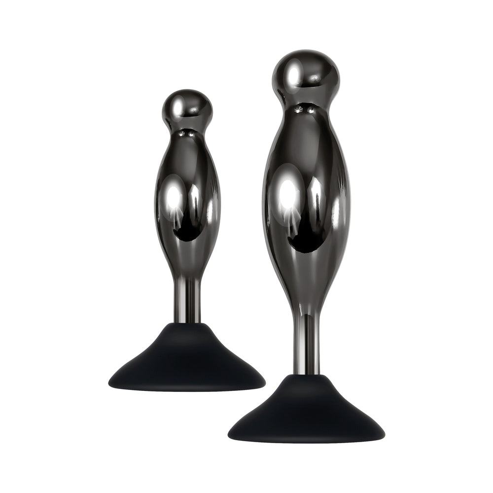 Evolved Joy Sticks 2-Piece Metal Anal Plug With Suction Cup Base Set Black4
