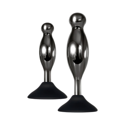 Evolved Joy Sticks 2-Piece Metal Anal Plug With Suction Cup Base Set Black4