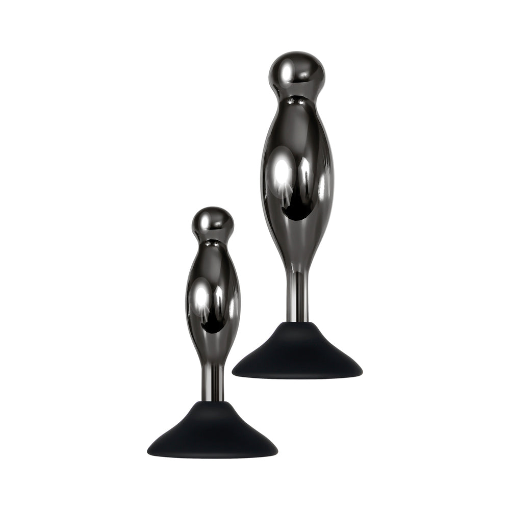 Evolved Joy Sticks 2-Piece Metal Anal Plug With Suction Cup Base Set Black5