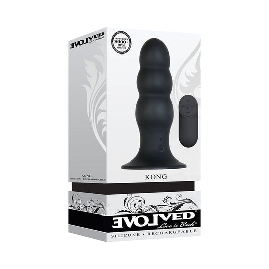 Evolved Kong Rechargeable Remote-Controlled Vibrating Silicone Anal Plug Black 